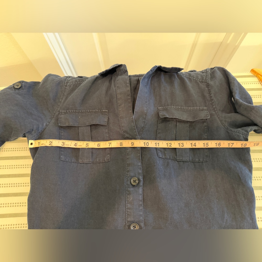 Banana Republic Classic Navy Linen Shirt Dress with Waist Tie - Picture 8 of 9
